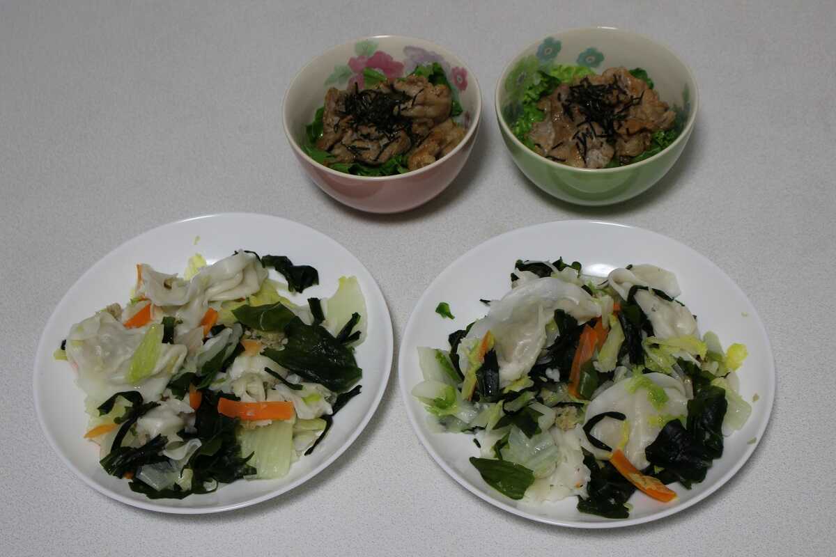 野菜と食べる水餃子＆ミニ焼き肉丼